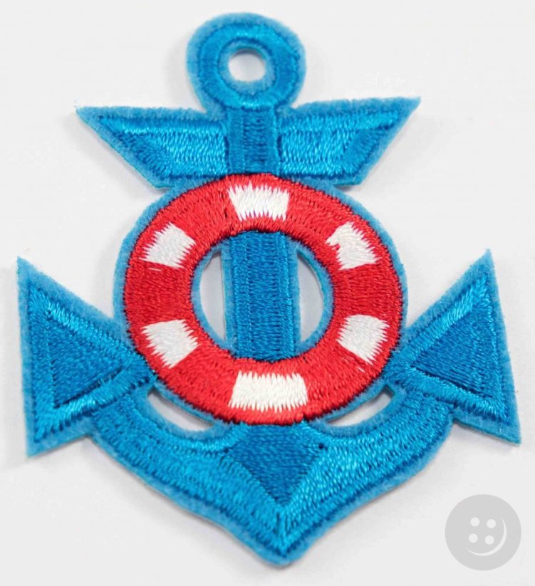 Iron-on patch - anchor - dimensions 6 cm x 5,7 cm - turquoise blue