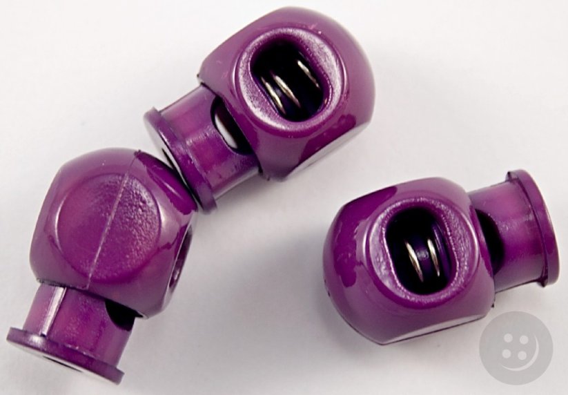 Plastic round cord lock - purple, burgundy - pulling hole diameter 0.4 cm
