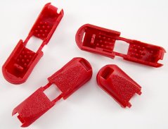 Plastic cord end - red - pulling hole diameter 0,5 cm