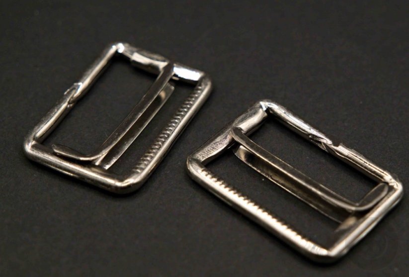 Metal trouser shortener - silver - pulling hole width  2,3 cm