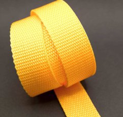 Polypropylenový popruh  - žlutá - šíře 2,5 cm