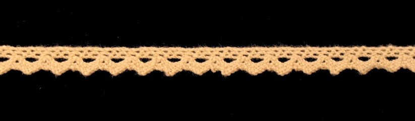 Bavlnená paličkovaná čipka - smotanová - šírka 0,8 cm