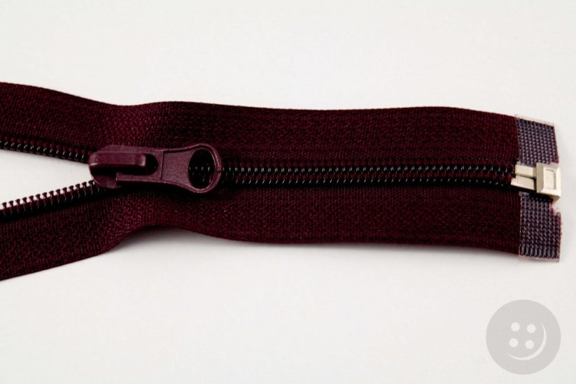 Nylon jacket zippers 5 mm - opend-end various colours - length 30 cm - 90 cm - Length: 30 cm, Colors of nylon jacket zippers: burgundy