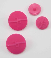 Button with bottom stitching - bright pink - diameter 2.2 cm