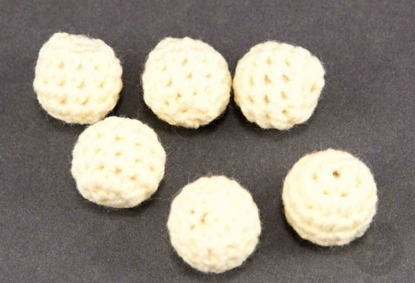 Crochet wooden pacifier bead - yellow - diameter 1.5 cm