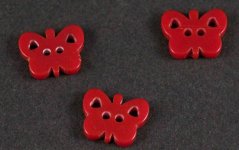 Schmetterling - Knopf - rot - Größe 1 cm x 1,3 cm