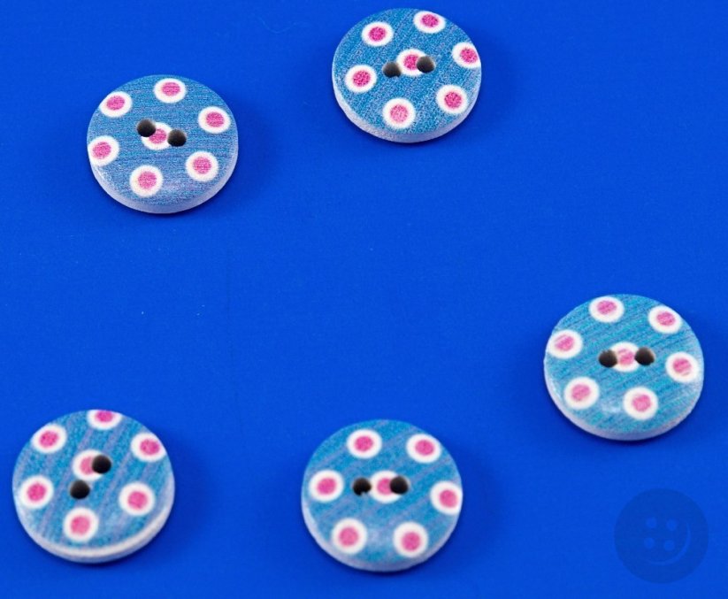 Children's wooden button - polka dots - diameter 1.5 cm