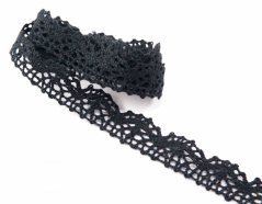 Cotton lace trim - black - width 1,8 cm