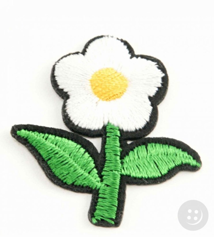 Iron-on patch - Flower with a stem - dimensions 4 cm x 3,5 cm