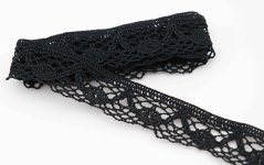 Geklöppelte Spitze - schwarz - Breite 2 cm