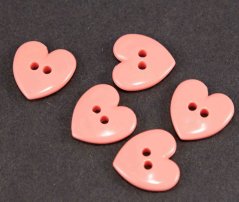Srdiečko - knoflík - lososovo ružová - rozmery 1,4 cm x 1,4 cm