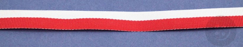 Rypsová stuha - biela, červená - šírka 1,2 cm