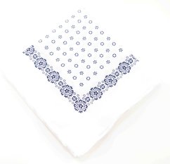 Baumwollschal - blau Blumen auf weiß - Größe 70 cm x 70 cm