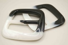 Rectangular plastic tape clip - black white gray - hole 5 cm
