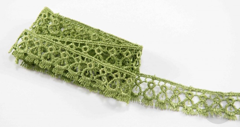 Guipure lace trim - green - width 1,8 cm
