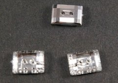Luxury crystal button - rectangle - light crystal - size 1.4 cm x 1 cm
