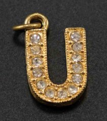 Štrasový prívesok - písmeno U - 2,1 cm x 1,5 cm
