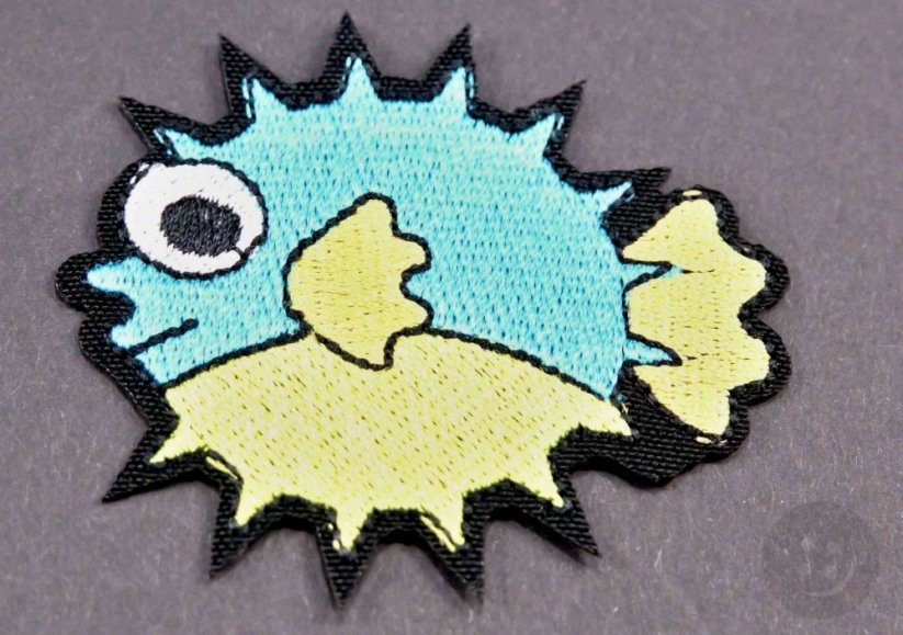 Iron-on patch - small fish with thorns - dimensions 6 cm x 6 cm