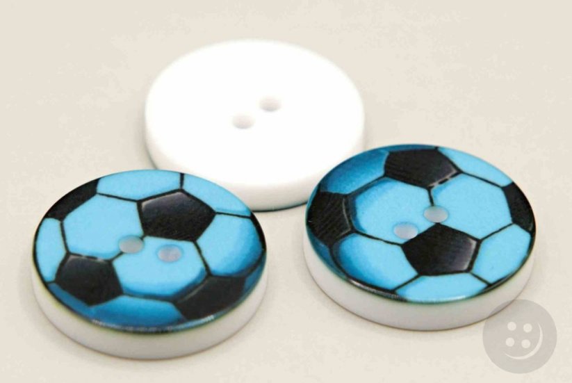 Detský gombík - futbalová lopta - modrá čierna - priemer 1,5 cm