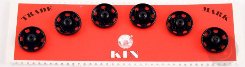 Kovové patentky KIN 6 ks  - čierna - priemer 1,3 cm, č. 5