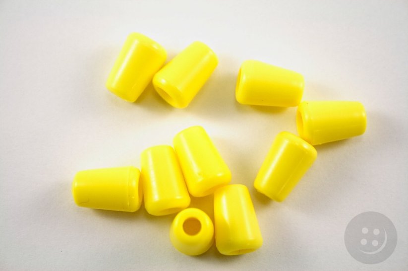 Plastic cord end - yellow - pulling hole diameter 0,5 cm