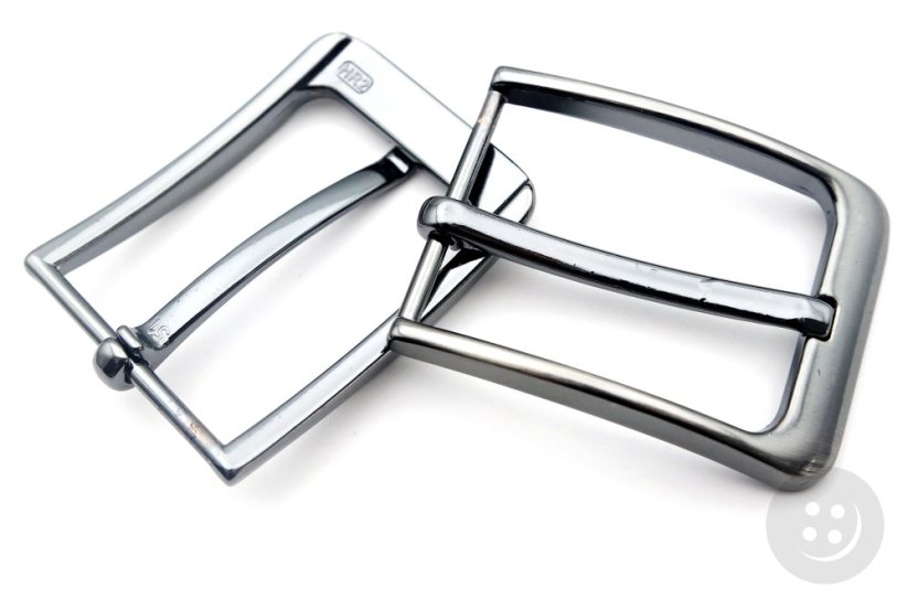 Metall-Gürtelschnalle mit Dorn – glänzendes dunkles Silber – Durchlass 3,5 cm