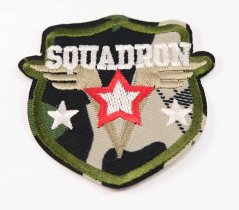 Iron-on patch - SQUADRON - size 6 cm x 6 cm - khaki