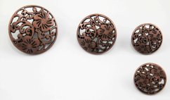 Luxury metal filigree button - matte copper - diameter 1.7 cm