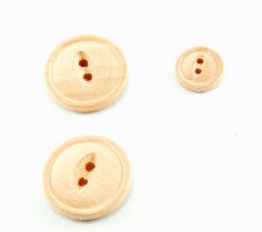 Round Wooden Button with a Relief - diameter 2,4 cm