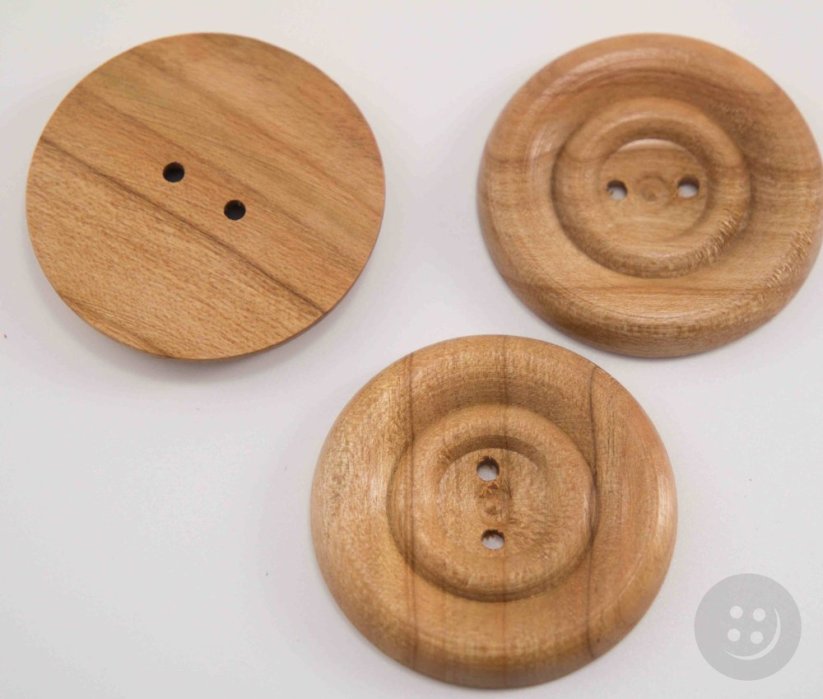 Hole wooden button - natural - diameter 3.95 cm