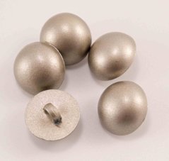 Button with bottom stitching - metalized - convex - matte silver - diameter 1.5 cm