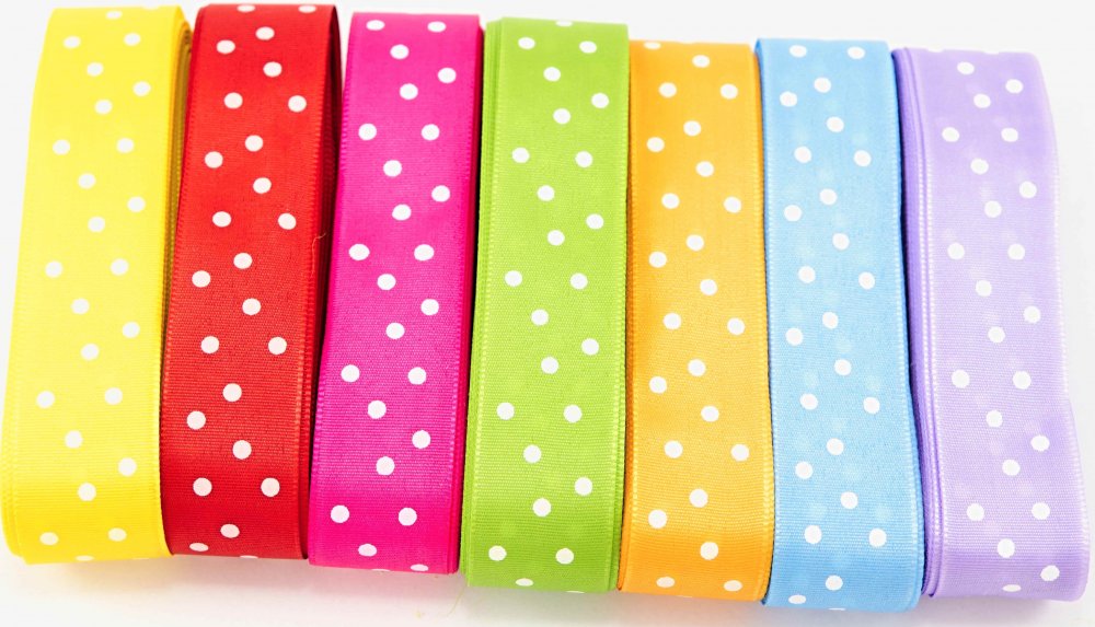 Decorative ribbons with polka dots by meter - Color - Yellow