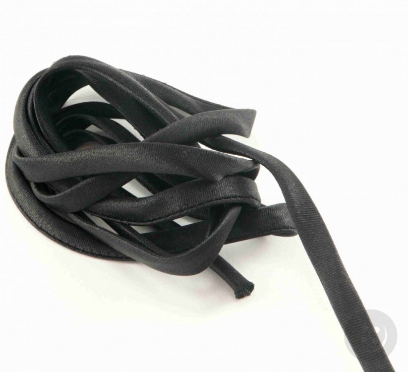 Hollow braid - black - width 0.7 cm