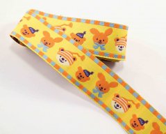 Ribbon with animals - yellow, orange - width 2.5 cm