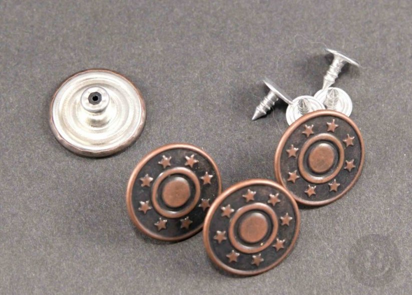 Knocking button - diameter 2 cm - old copper