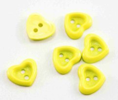 Heart-shaped button - green-yellow - diameter 1.5 cm