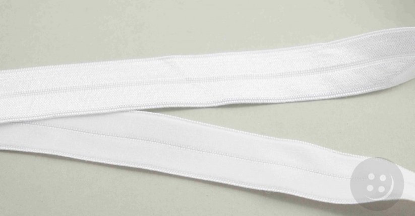 Fold over elastic trim - white - 2 cm