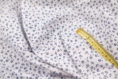 Cotton fabric - dark blue flowers on white background - width 160 cm