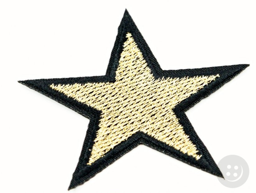 Patch zum Aufbügeln - Stern - silber, gold - Größe 6 cm x 7,5 cm