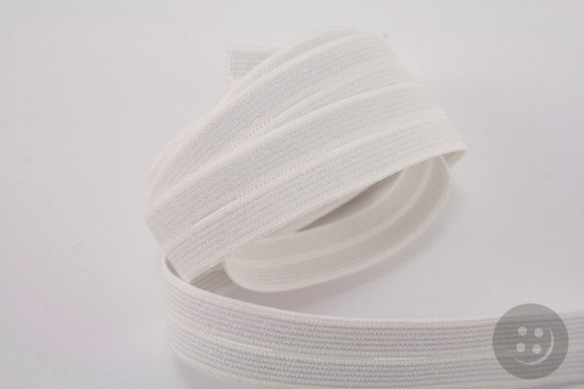 Dírková knoflíková pruženka - bílá - šířka 2 cm