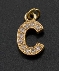 Štrasový prívesok - písmeno C - 2,1 cm x 1,5 cm