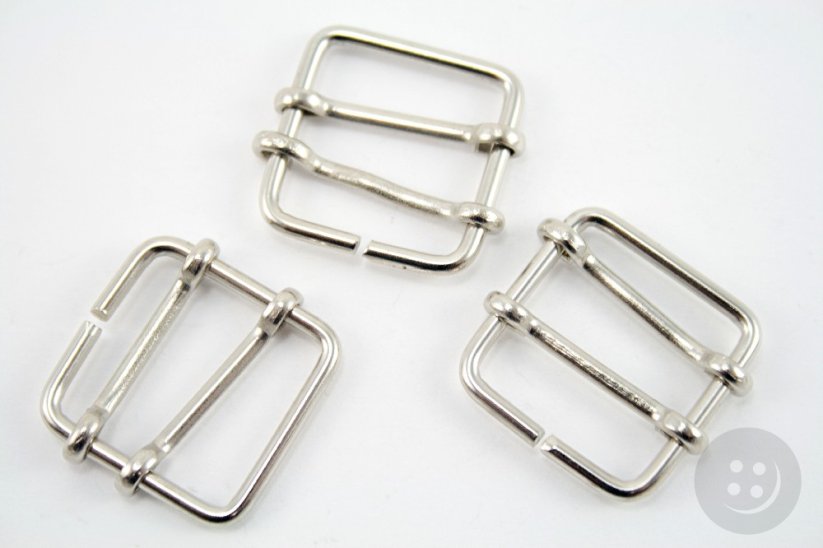 Metal clothing buckle - silver - pulling hole width 2,3 cm