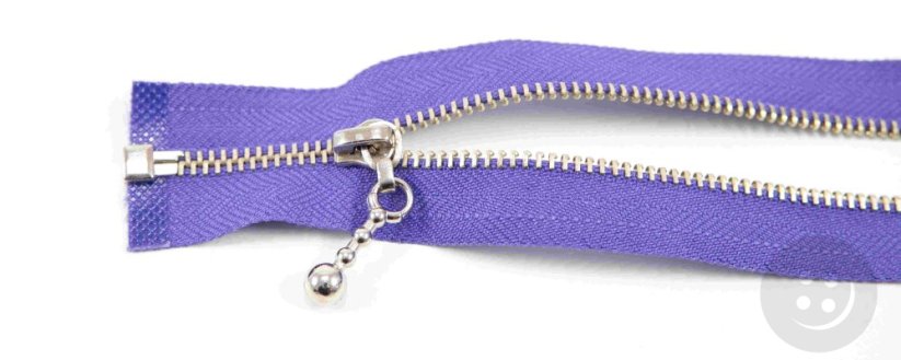 Dělitelný kovový stříbrný zip č.3 více barev - délka (30 - 85 cm) - Délka: 75 cm, Barvy dělitelný kovový stříbrný zip č.3: fialová