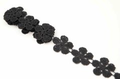 Luftige Spitze - Blümchen - schwarz - Breite 2,5 cm