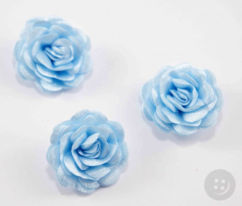 Sew-on satin flower - Light blue - diameter 3 cm