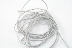 Thin round elastics - silver lurex brocade - diameter 0,16 cm