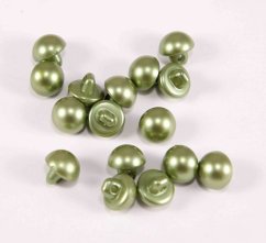 Gombík perlička so spodným prišitím - khaki - priemer 1,1 cm