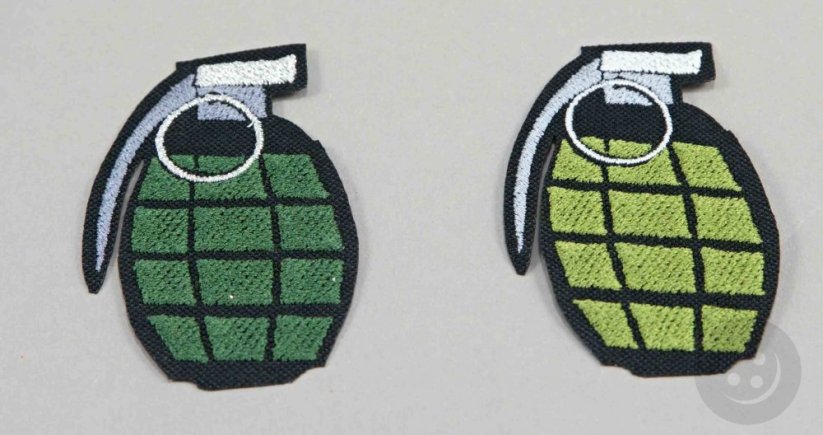 Patch zum Aufbügeln - grüne Handgranate - weitere Farbvarianten - Größe 6,5 cm x 3,5 cm