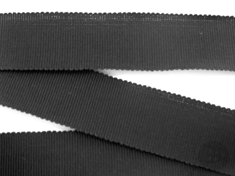Rypsová stuha tuhá - černá - šířka 1,6 cm
