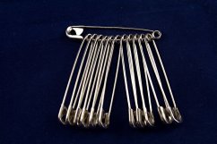 Silver safety pins no. 3 - 12 pcs - diameters 5,1 cm x 0,8 cm